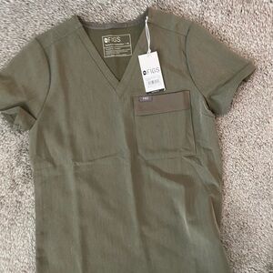 Figs Heather Olive Green Scrub Top